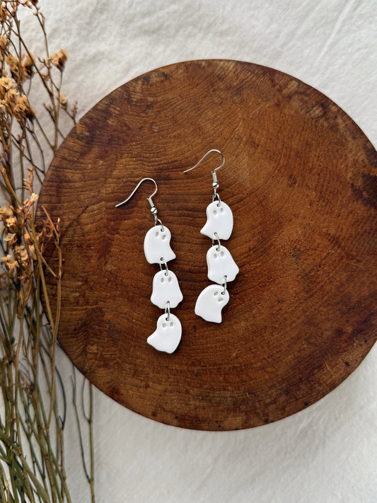 Stacked Ghost Clay Earrings