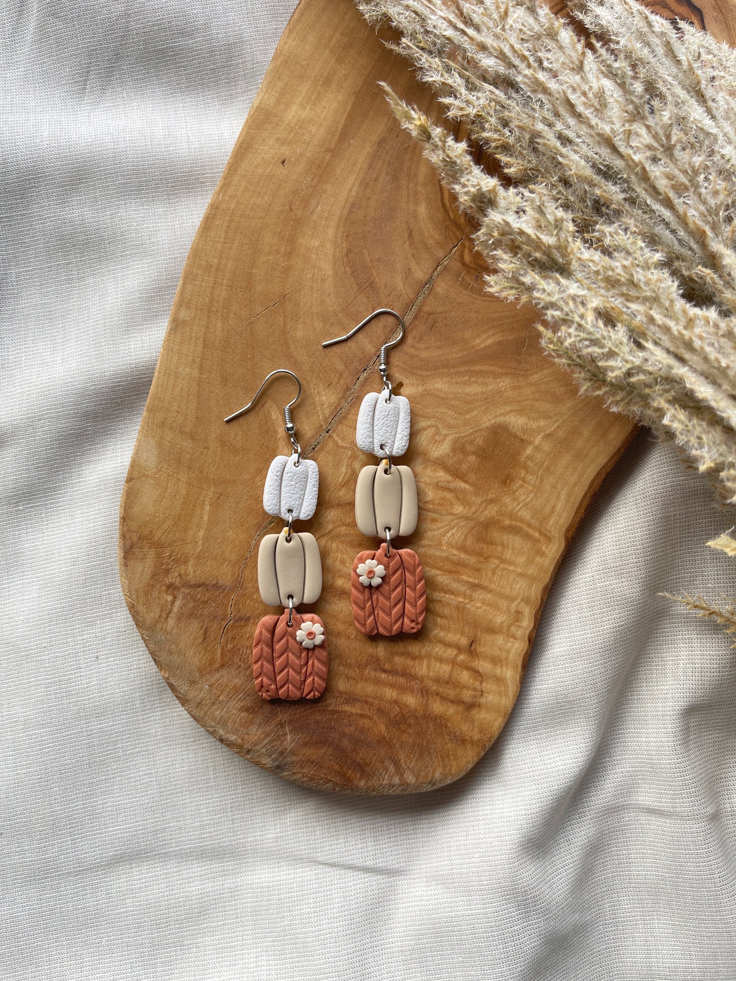 Pumpkin Trio Clay Earrings