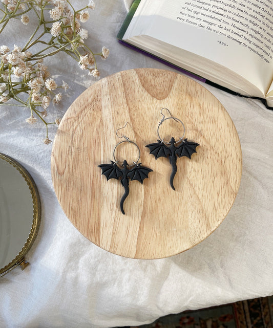 Black Dragon Clay Earrings