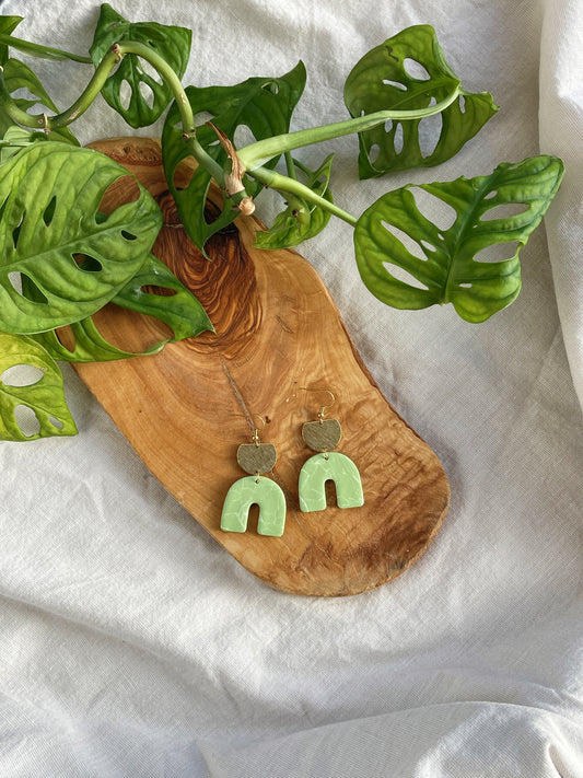 Green Marble Clay Earrings