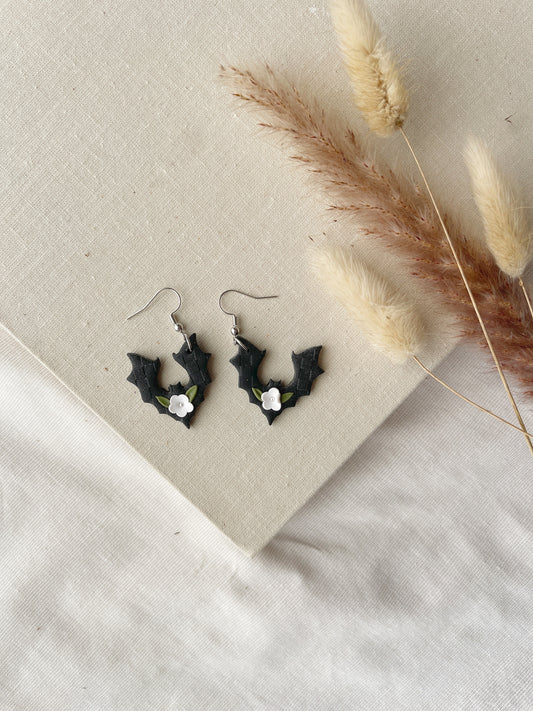 Floral Bats Clay Earrings