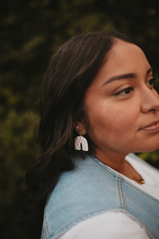 Muted Checkered Clay Earrings