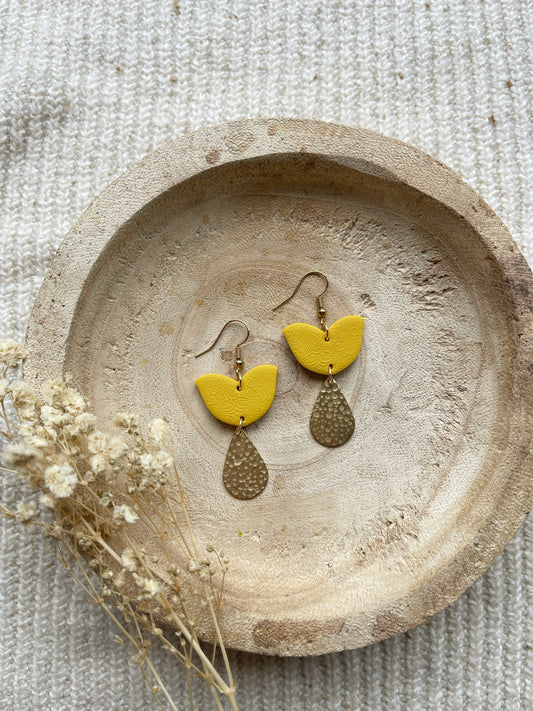 Yellow Drop Clay Earrings