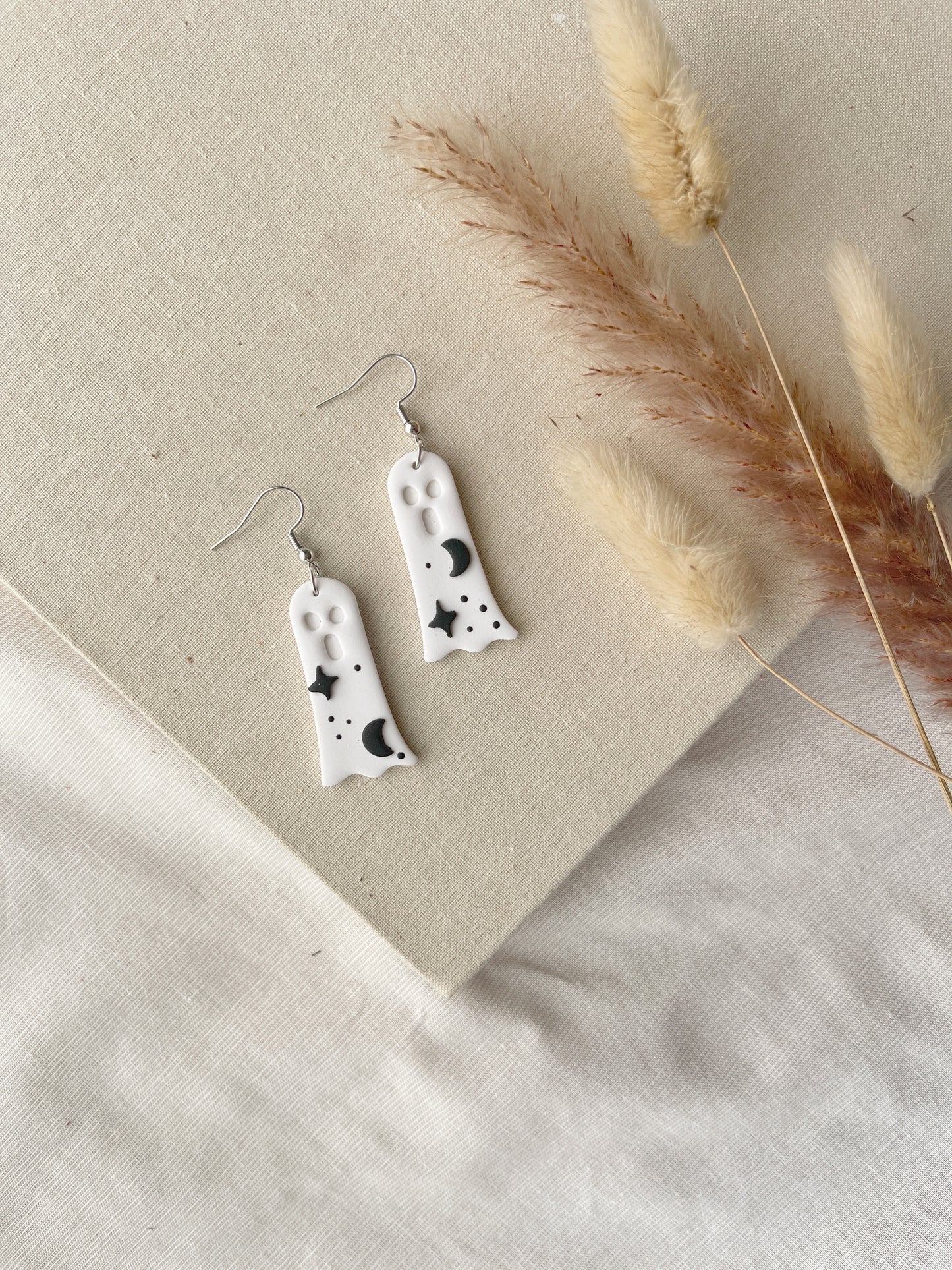 Boo Ghost Clay Earrings