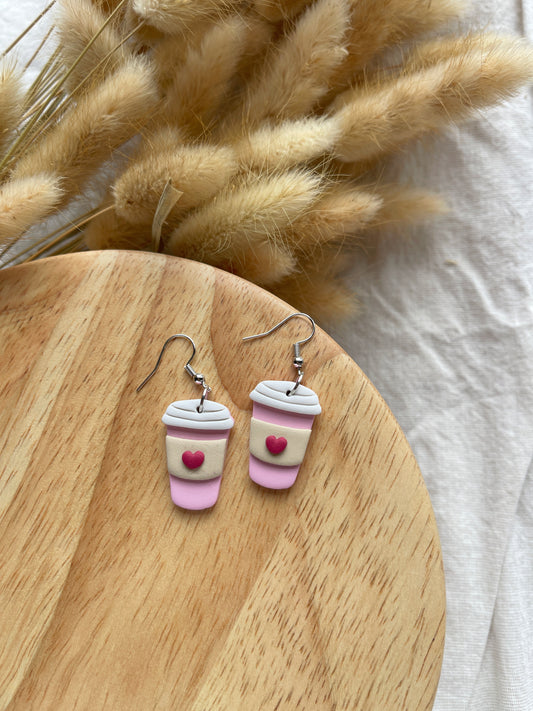 Love Latte Clay Earrings