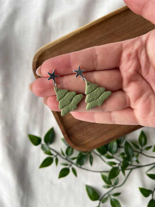 Star on the Tree Clay Earrings