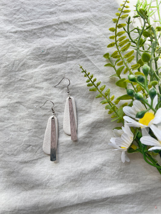 Cream & Silver Clay Earrings