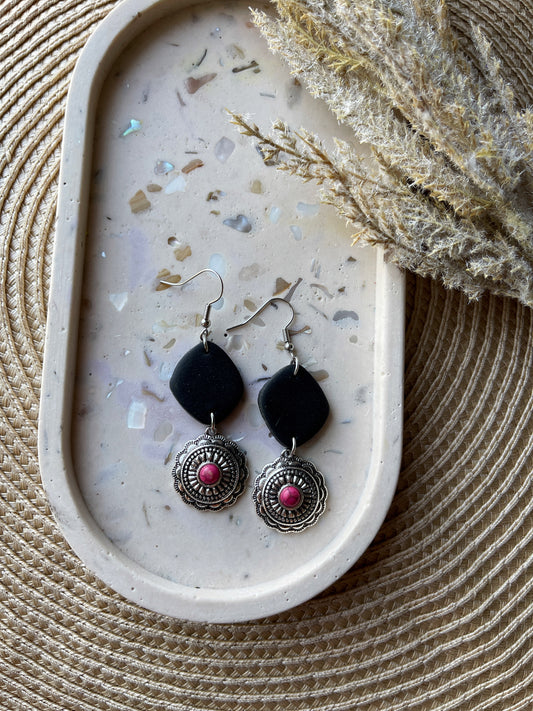 Pink Western Clay Earrings