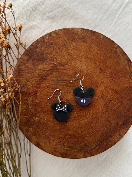 Black Bow Clay Earrings