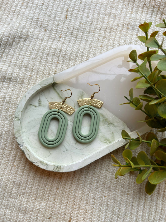 Sage Circle Clay Earrings