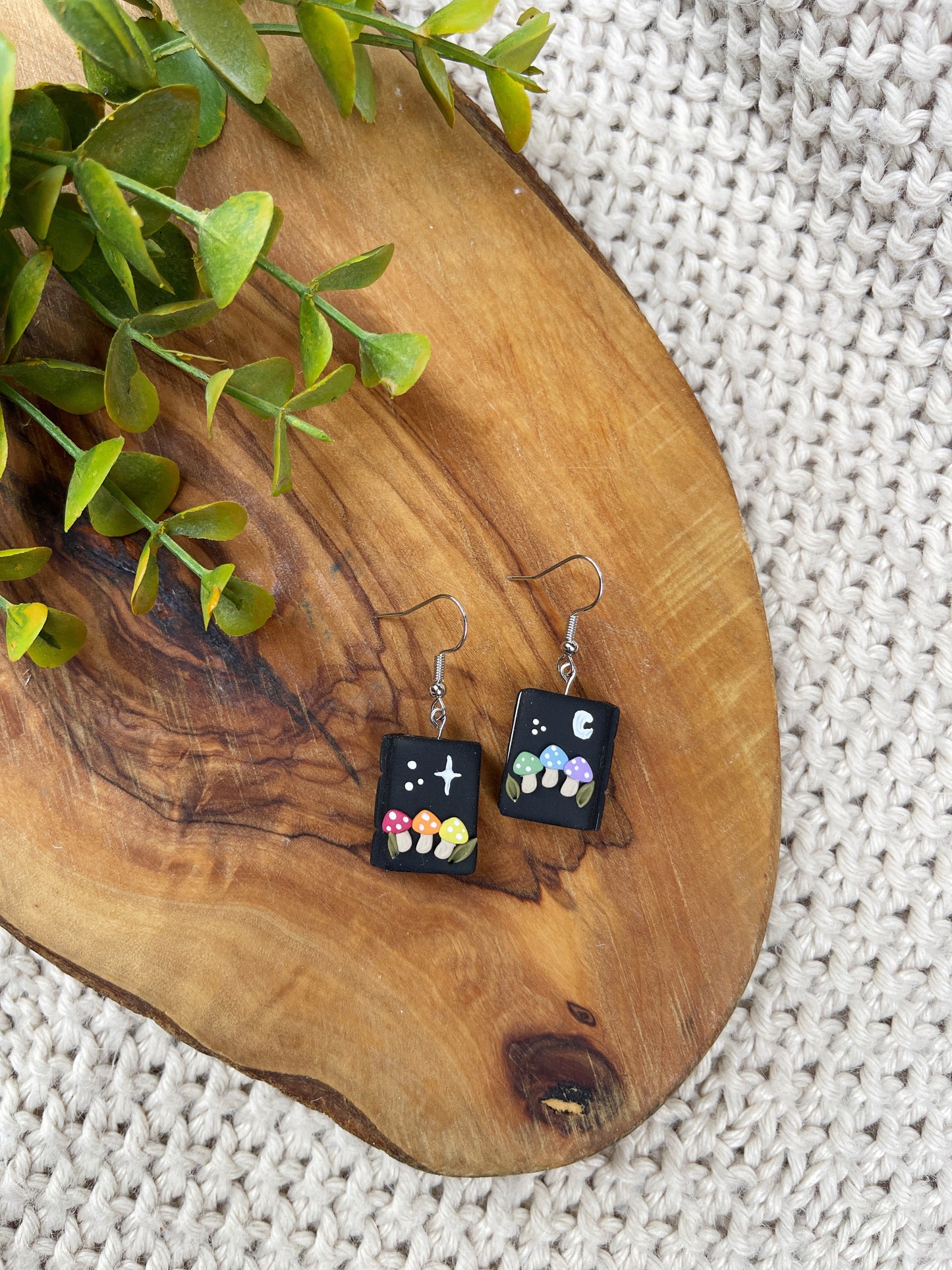 Mushroom Book Pride Clay Earrings