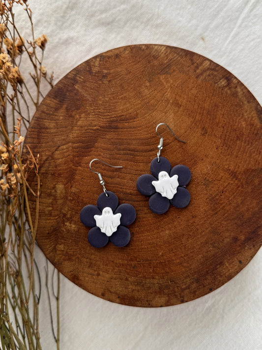 Ghost Flower Clay Earrings