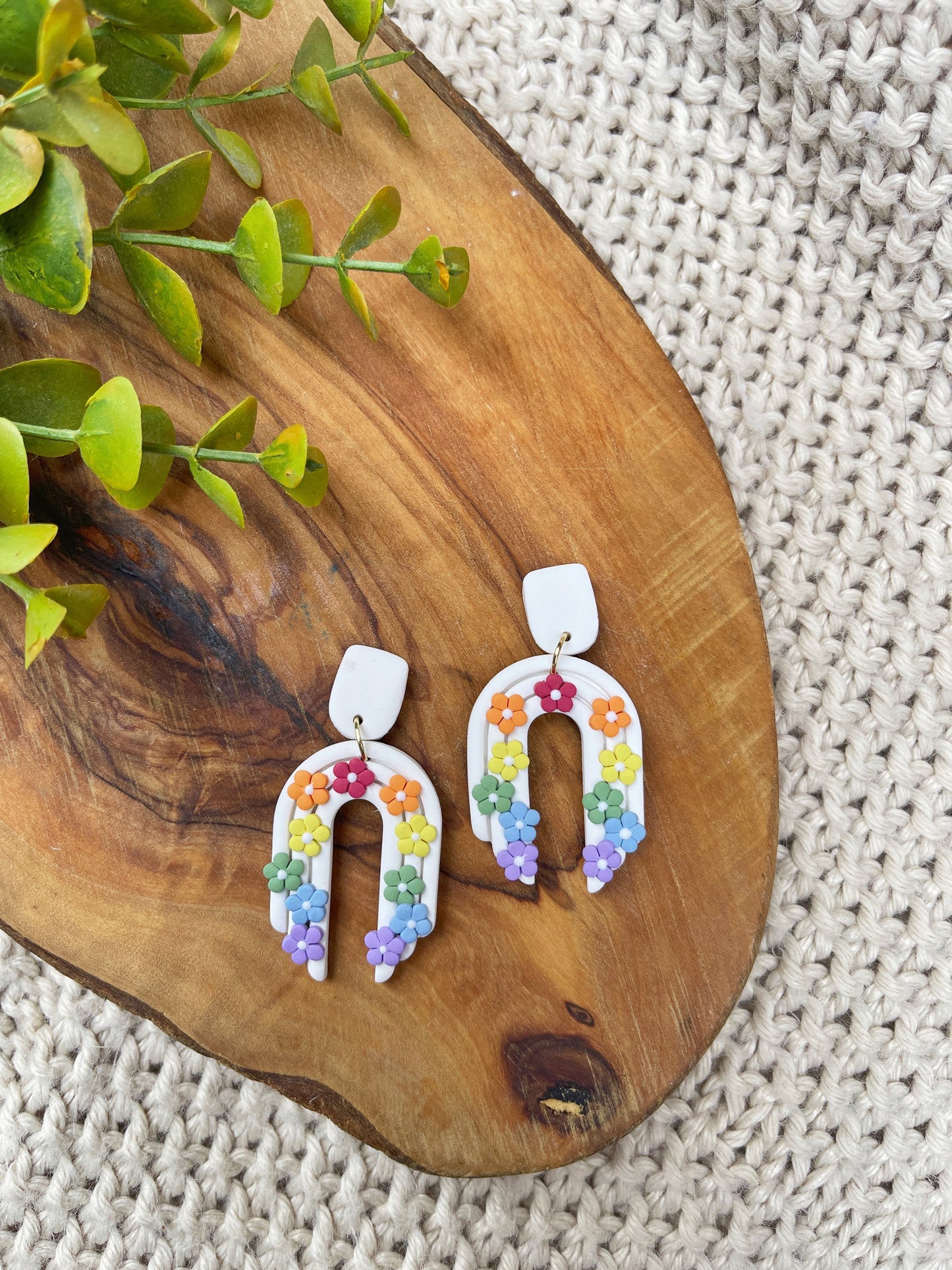 Daisy Arch Pride Clay Earrings