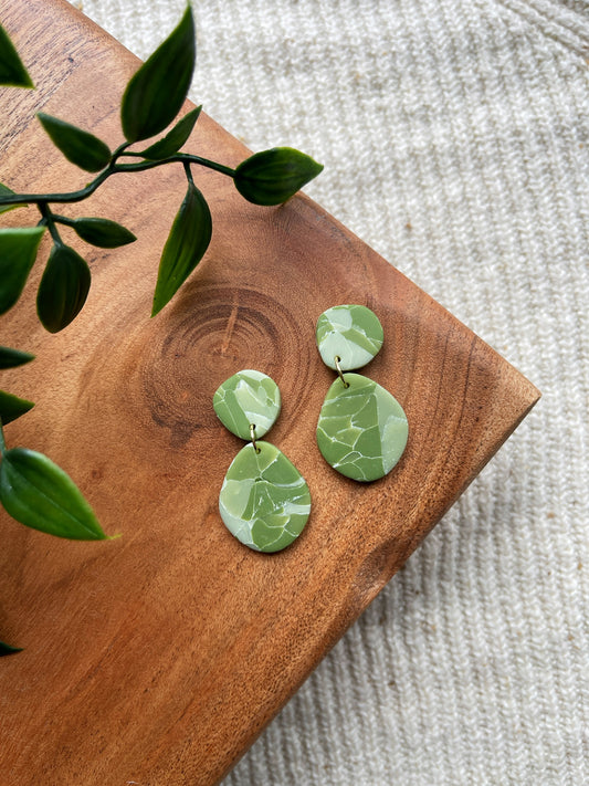 Green Marble Clay Earrings