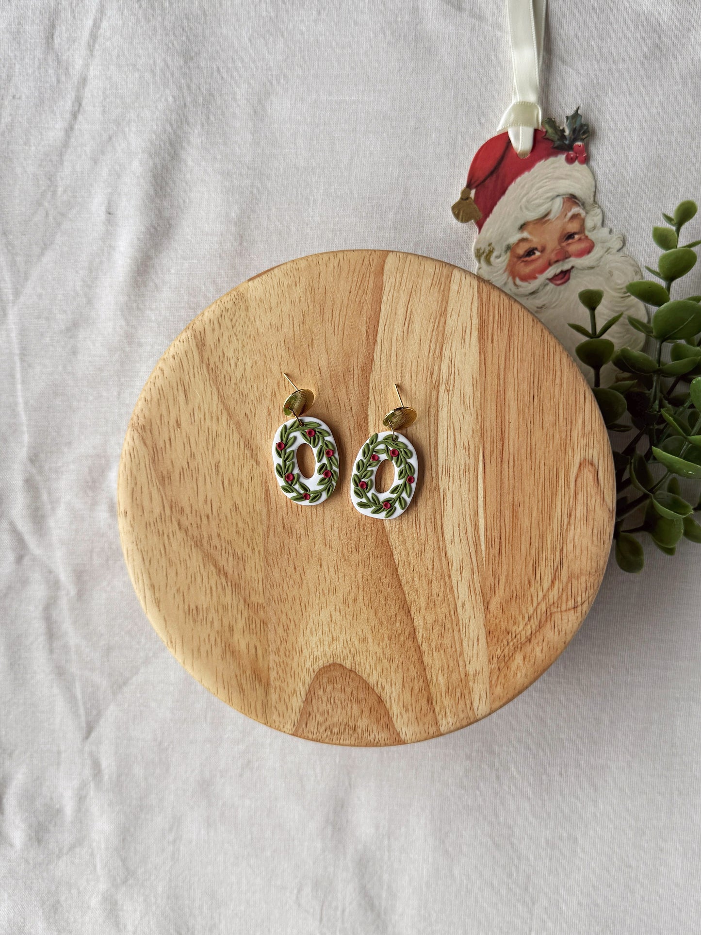 Wreath Clay Earrings