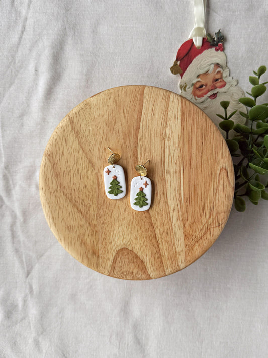 Christmas Tree Clay Earrings