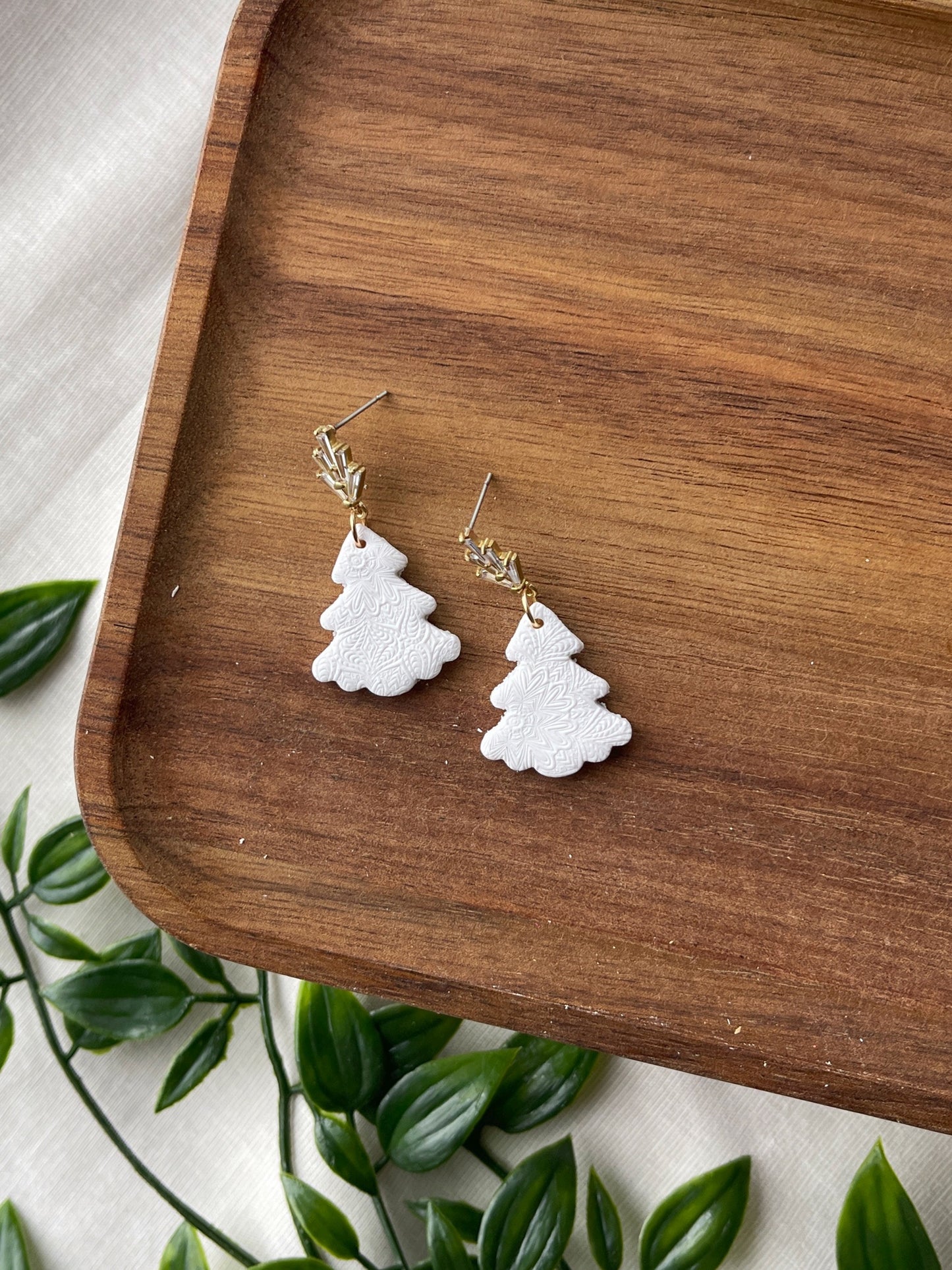 White Tree Clay Earrings