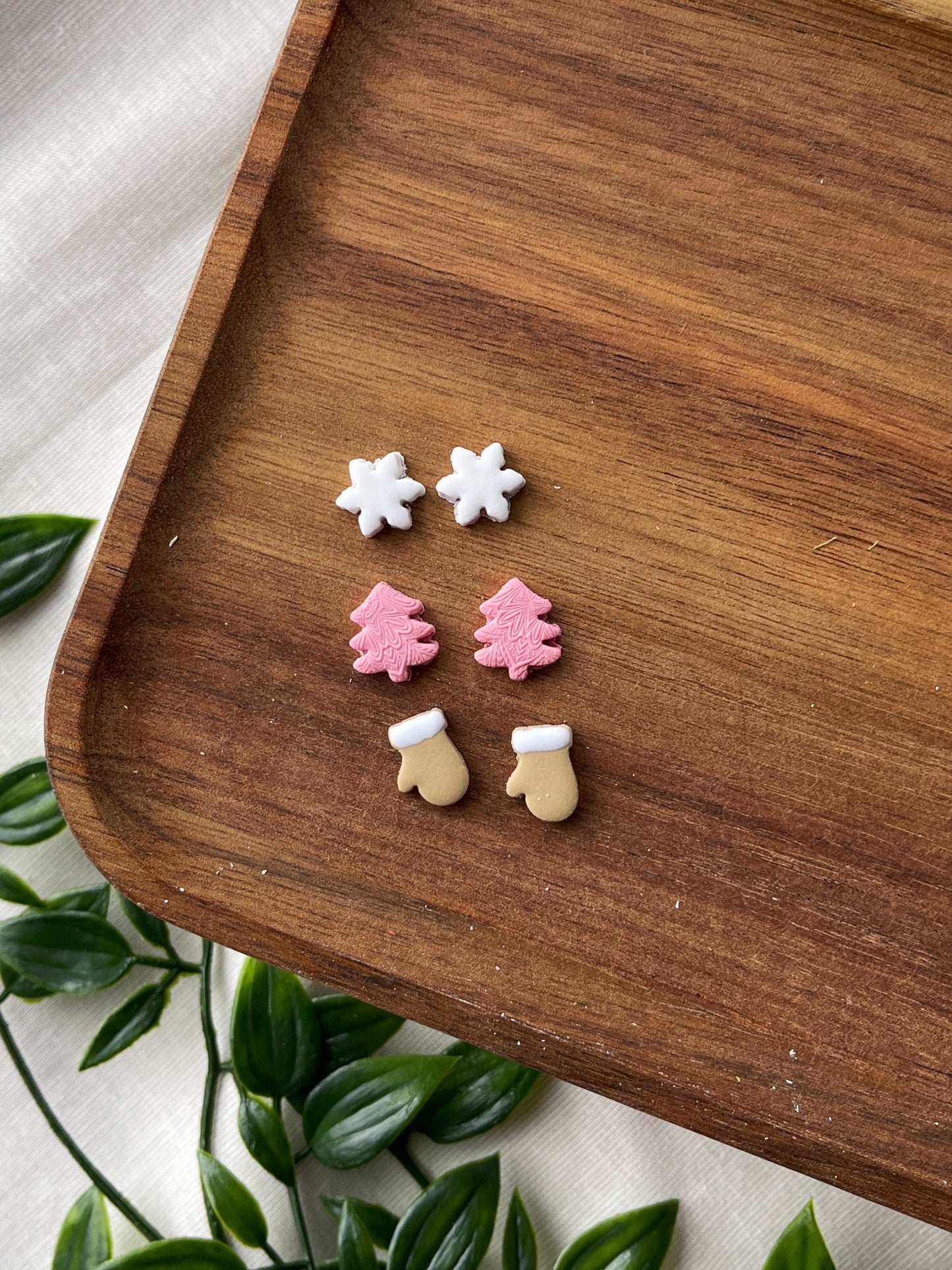 Christmas Clay Studs Clay Earrings