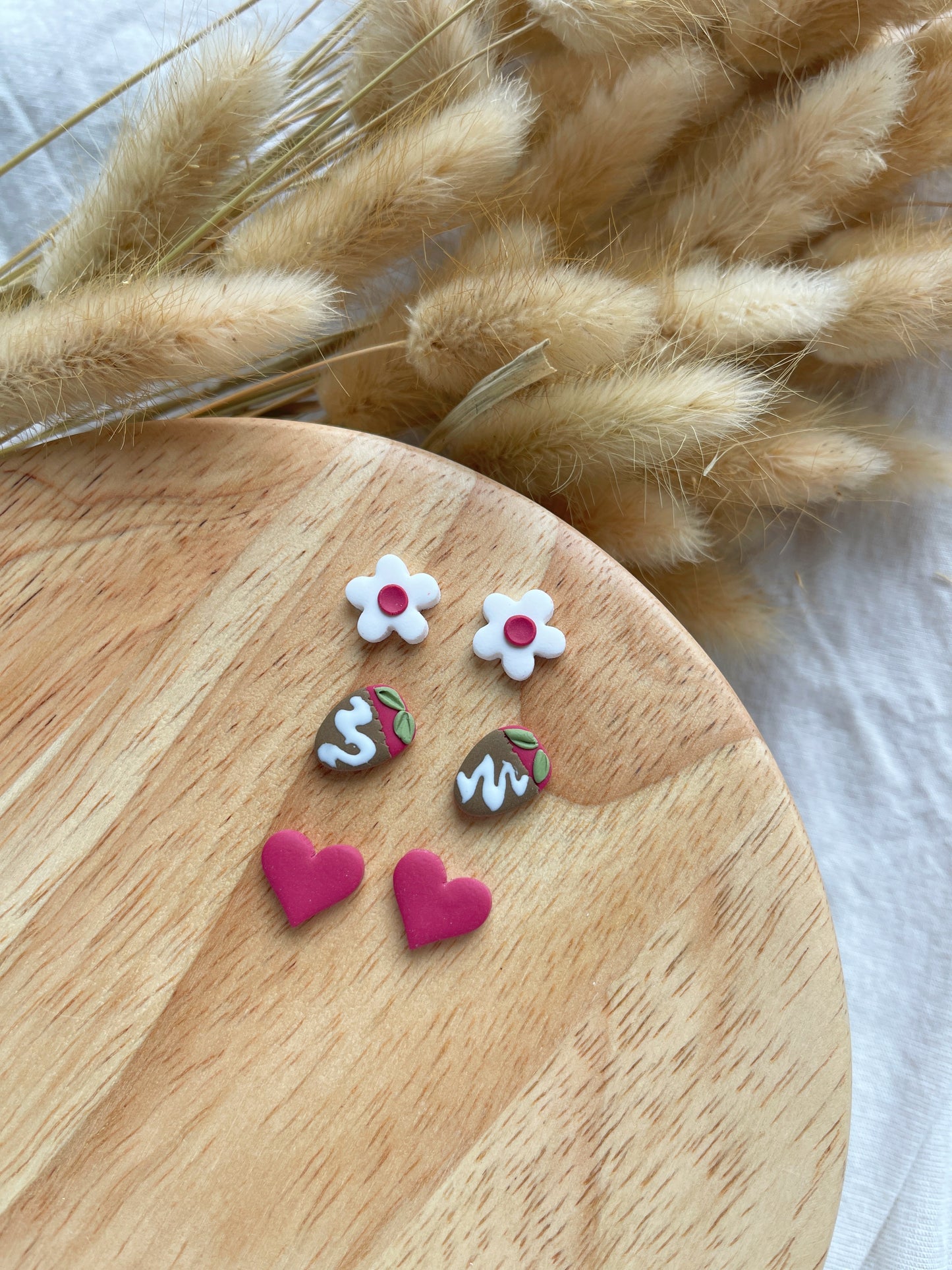 Dipped Strawberry Clay 3 Pack Earrings