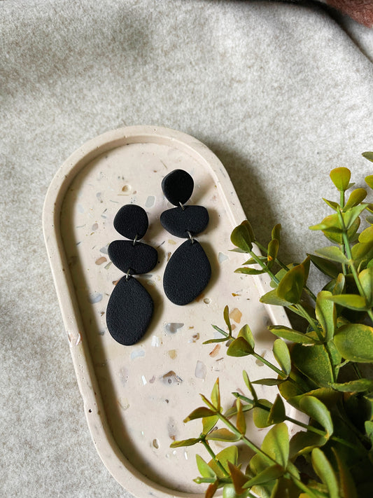 Black Stone Clay Earrings