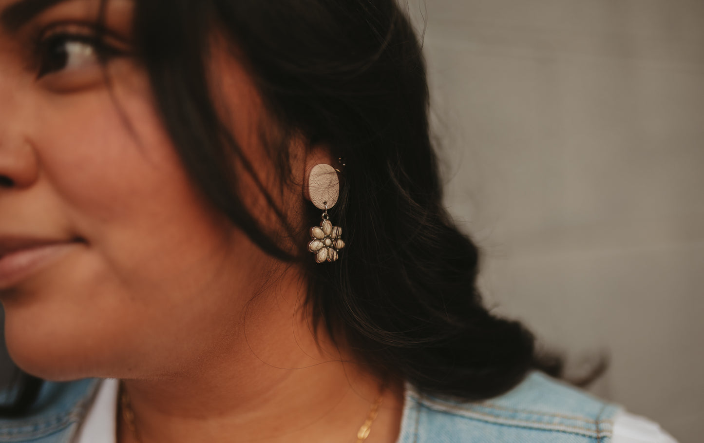 Cream Concho Clay Earrings