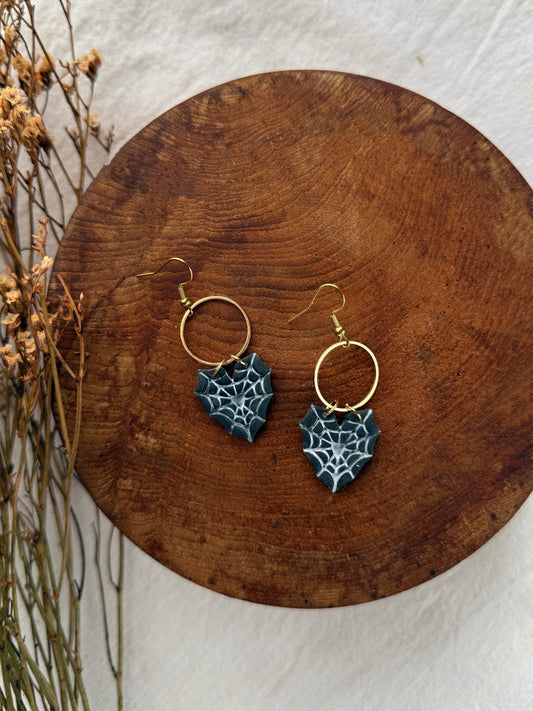 Spider Web Clay Earrings