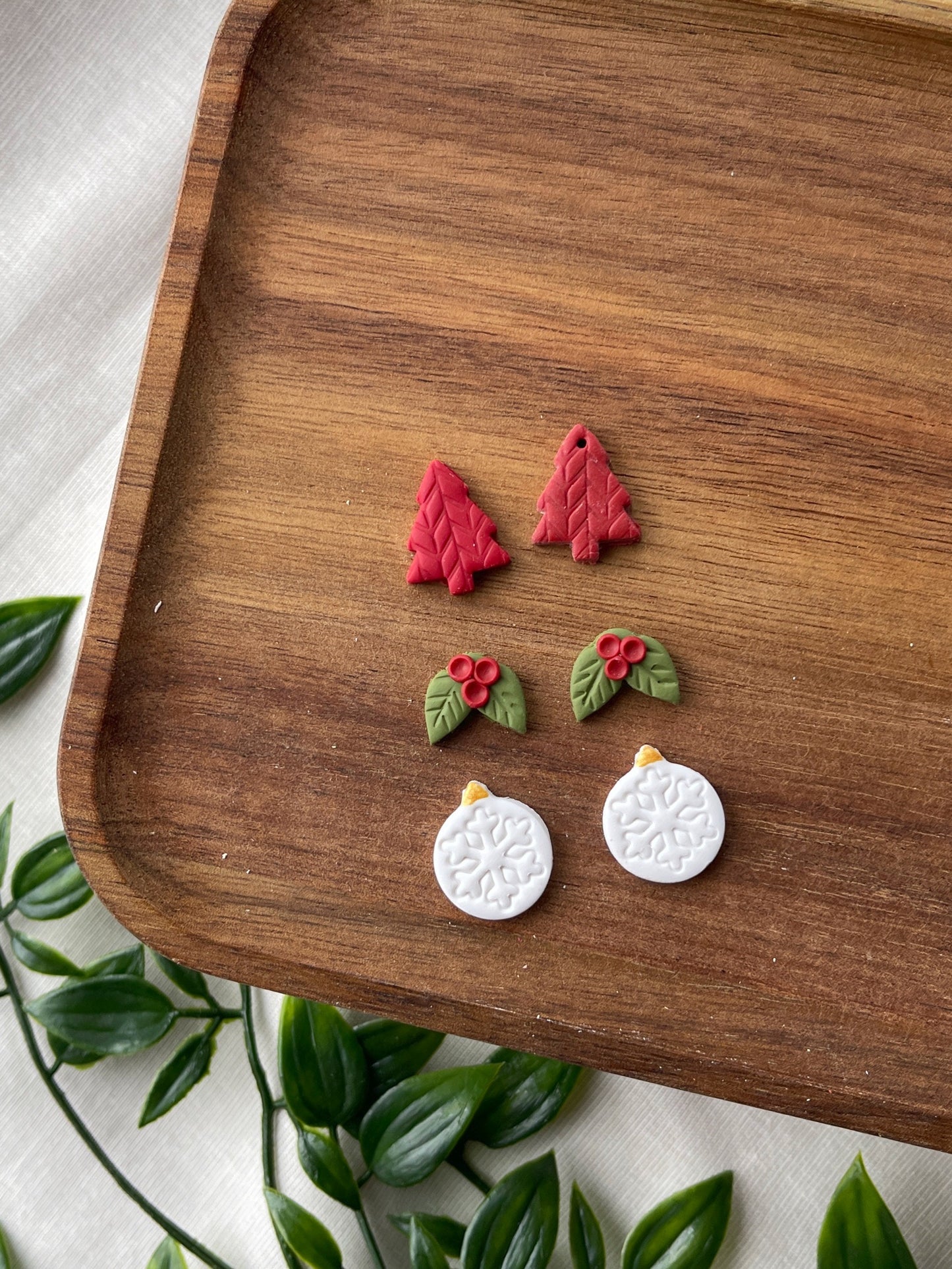 Christmas Clay Studs Clay Earrings