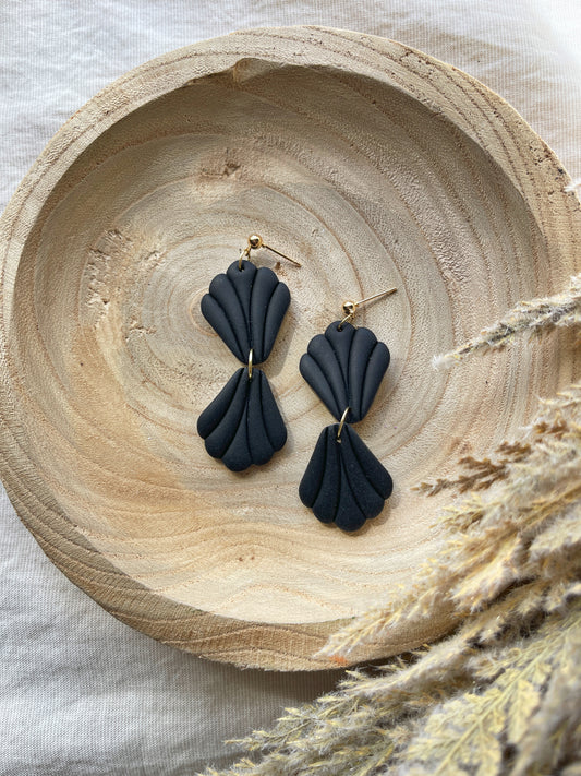 Black Shell Clay Earrings