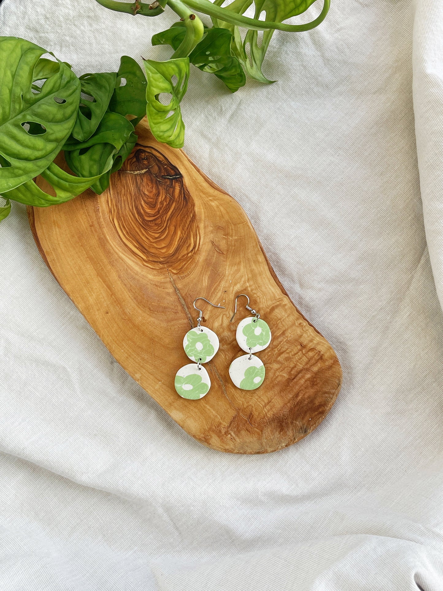 Flower Stamp Clay Earrings