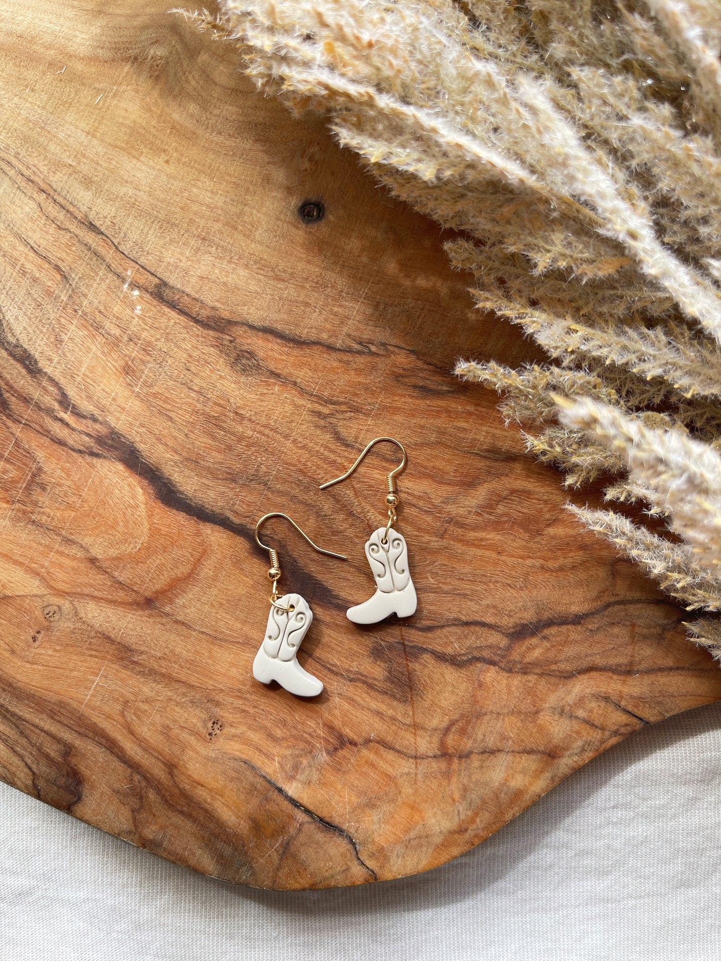 Tan Boot Clay Earrings