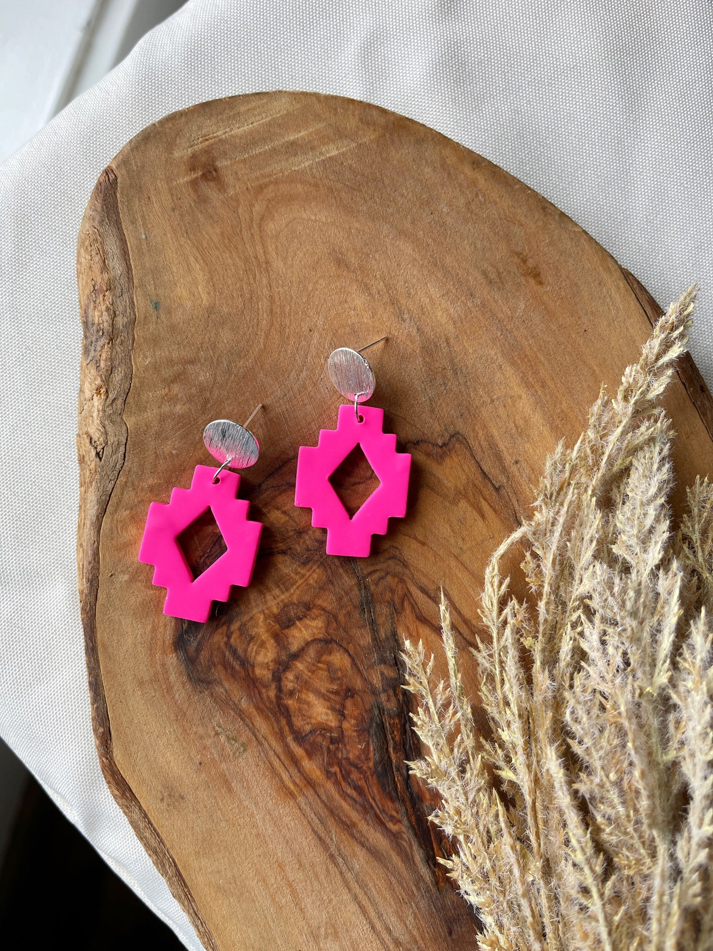 Hot Pink Clay Earrings