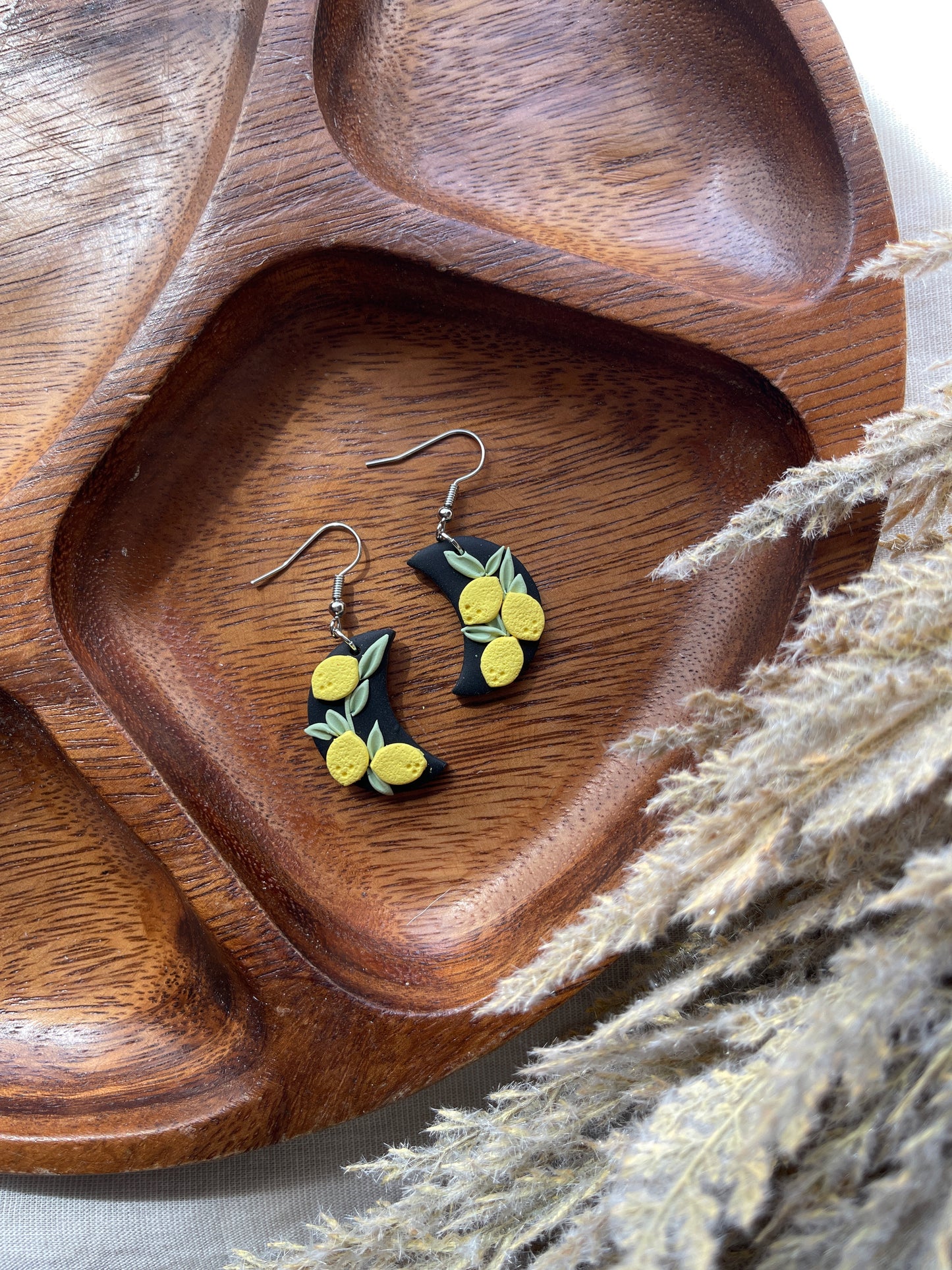 Lemon Moon Clay Earrings