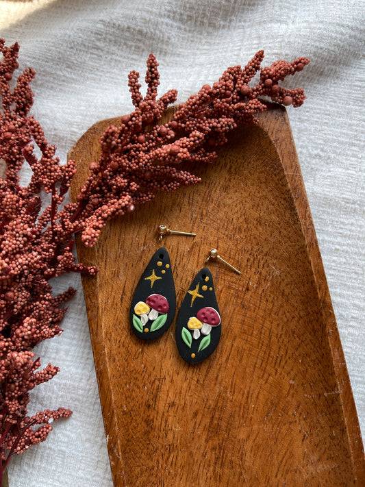 Mushroom Drop Clay Earrings