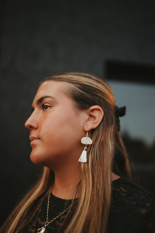 Cream Tassle Clay Earrings