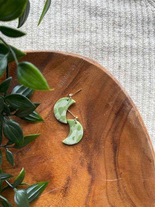 Marble Moon Clay Earrings