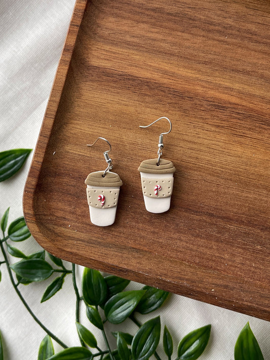 Candy Cane Latte Clay Earrings