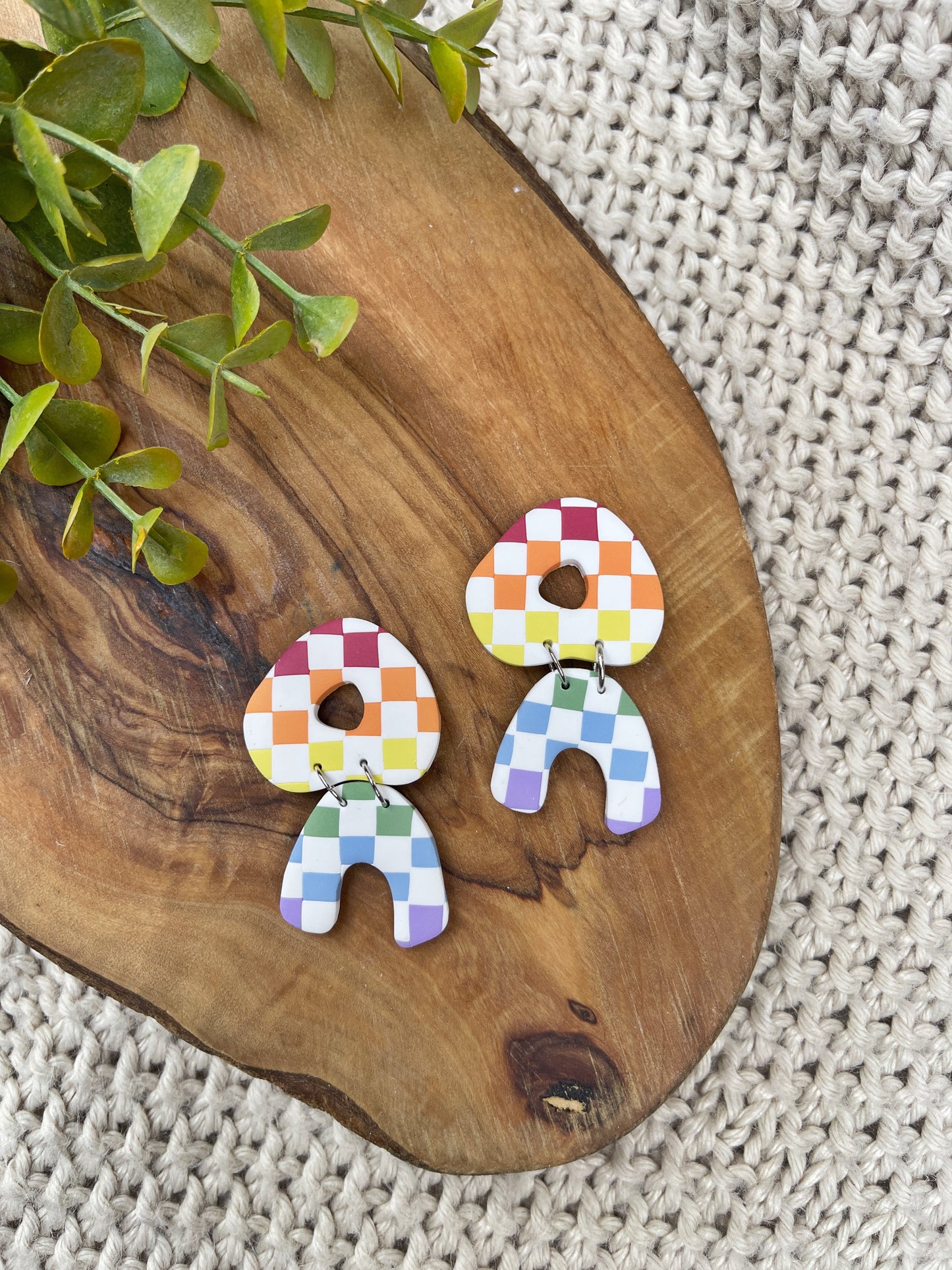 Checkered Pride Clay Earrings