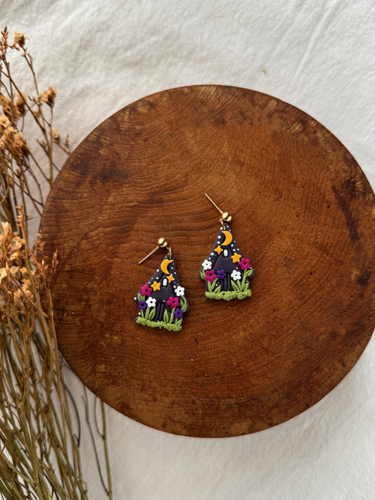 Haunted House Clay Earrings