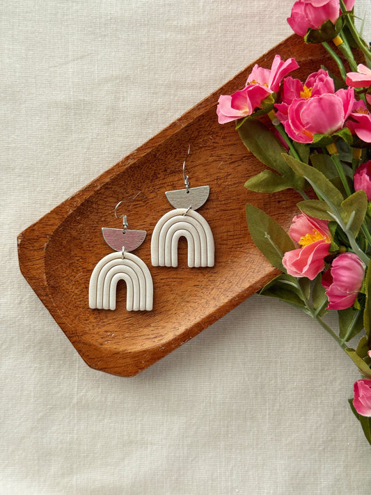 Pearl Rainbow Clay Earrings