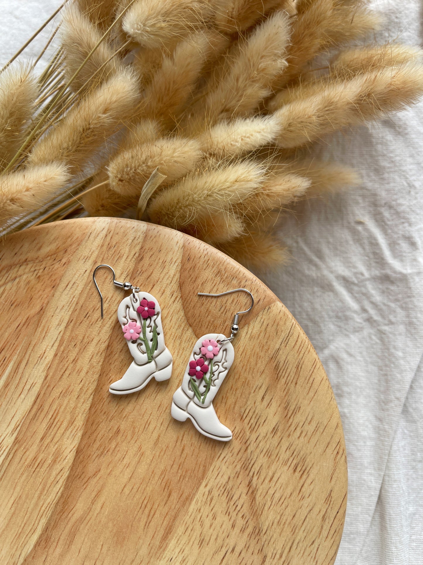 Floral Boot Clay Earrings