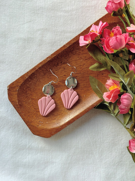 Pink Shell Clay Earrings