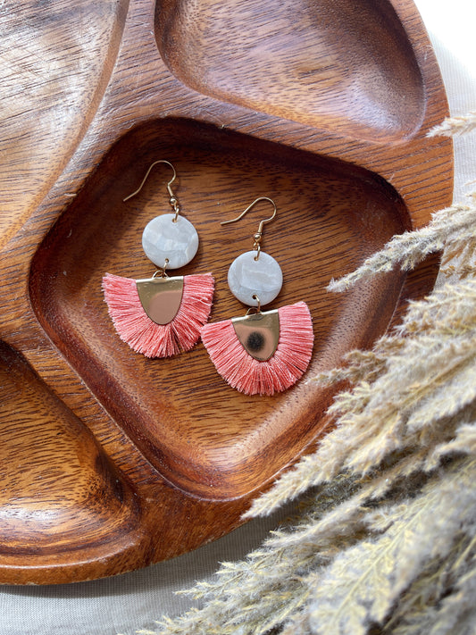 Pink Pearl Clay Earrings