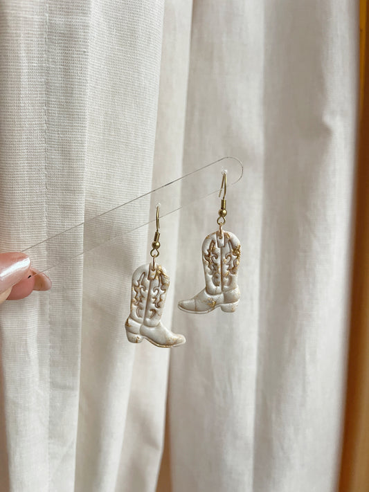 Pearl Cowgirl Clay Earrings