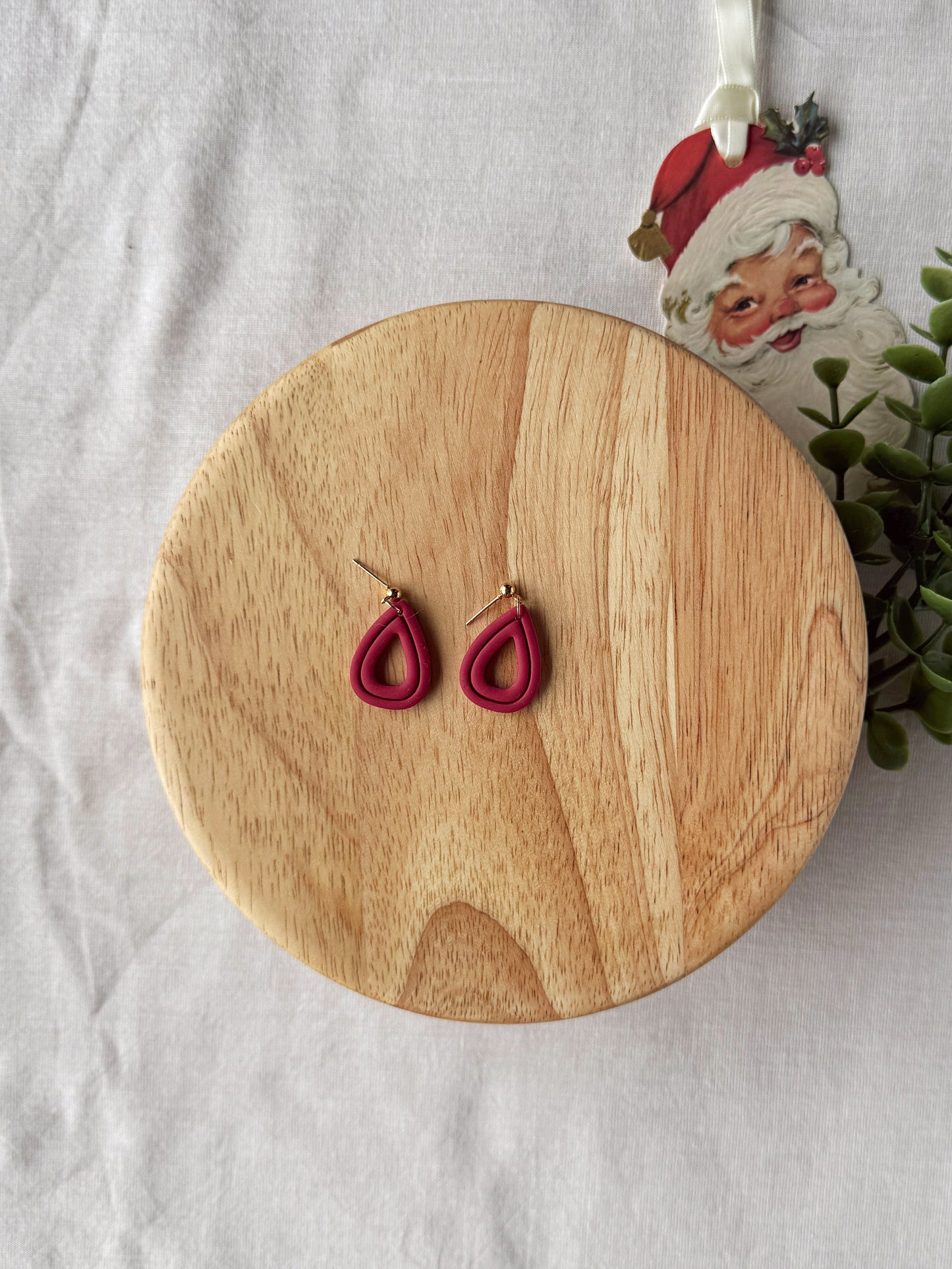 Red Drop Clay Earrings