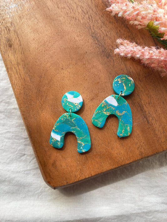 Turquoise Marble Clay Earrings