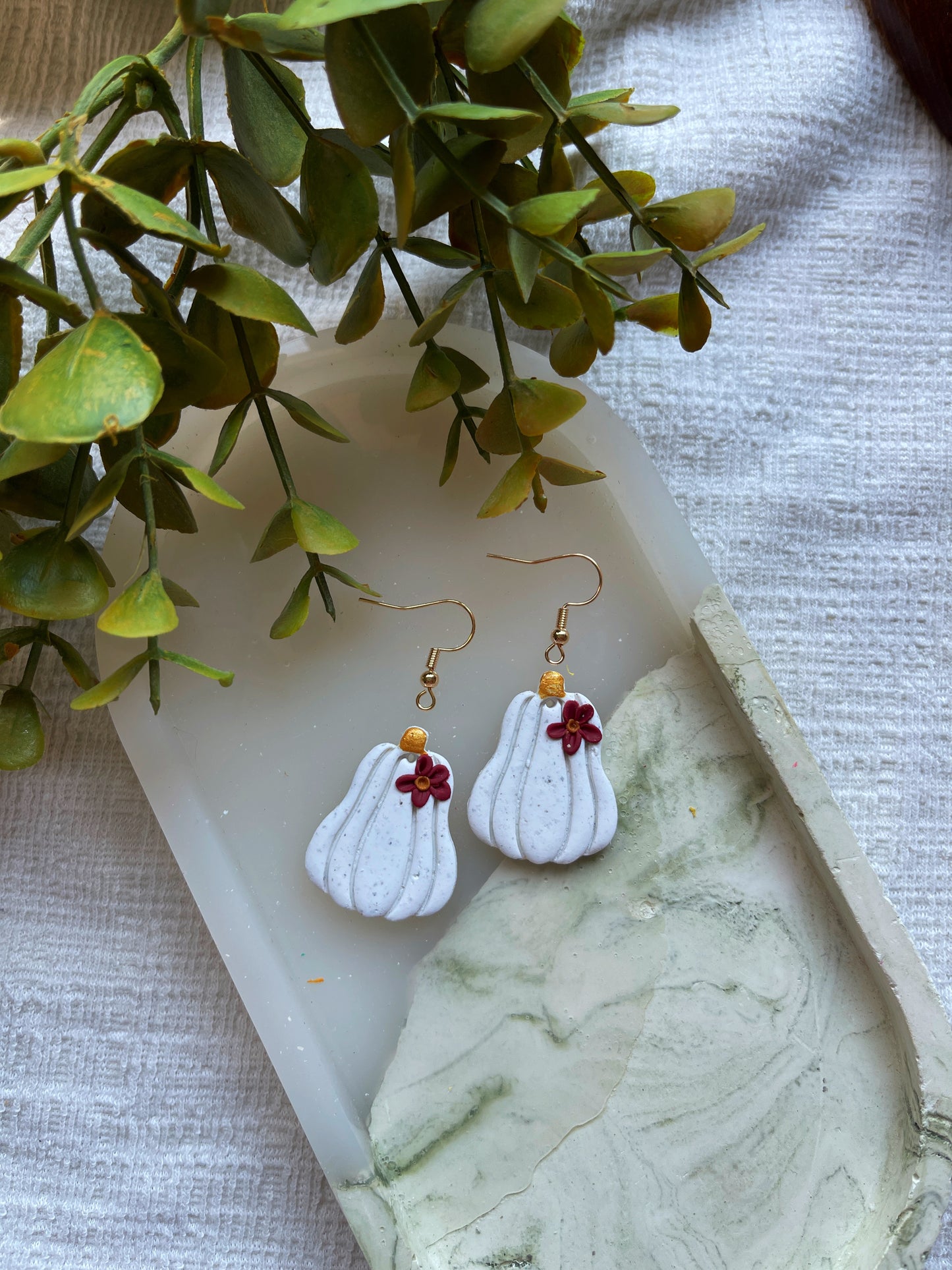 White squash Clay Earrings