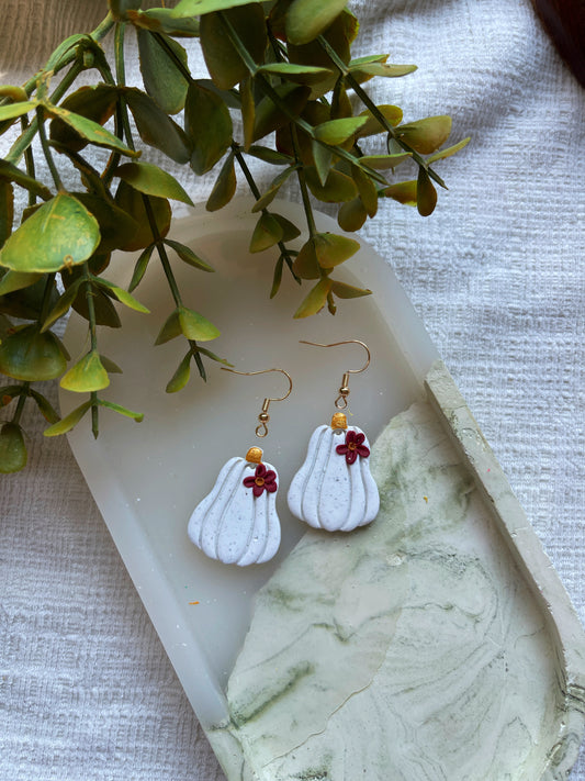 White squash Clay Earrings