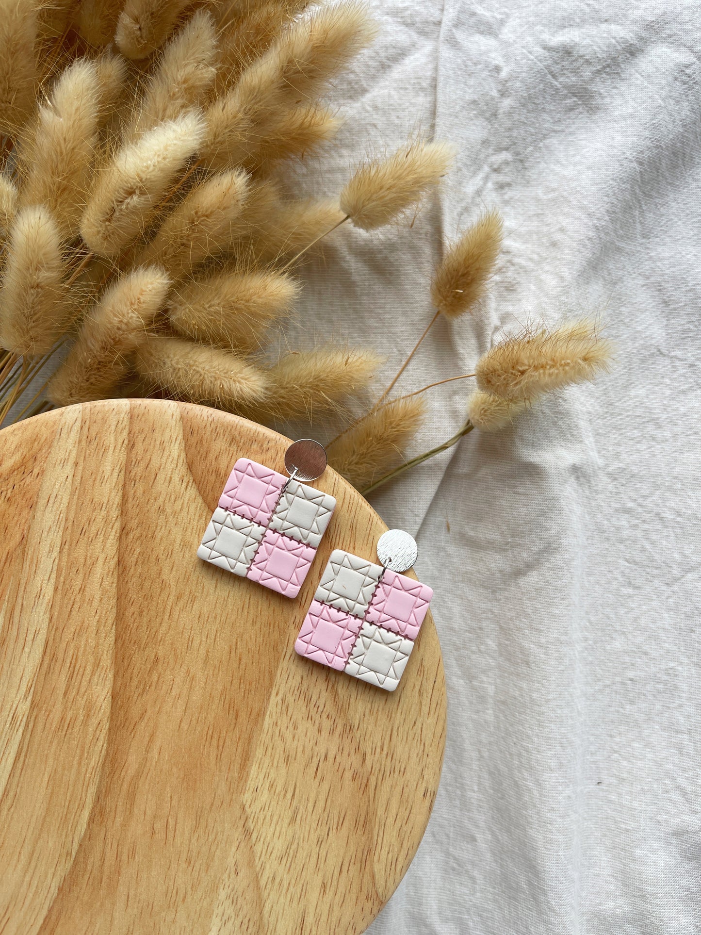 Quilt Patch Clay Earrings