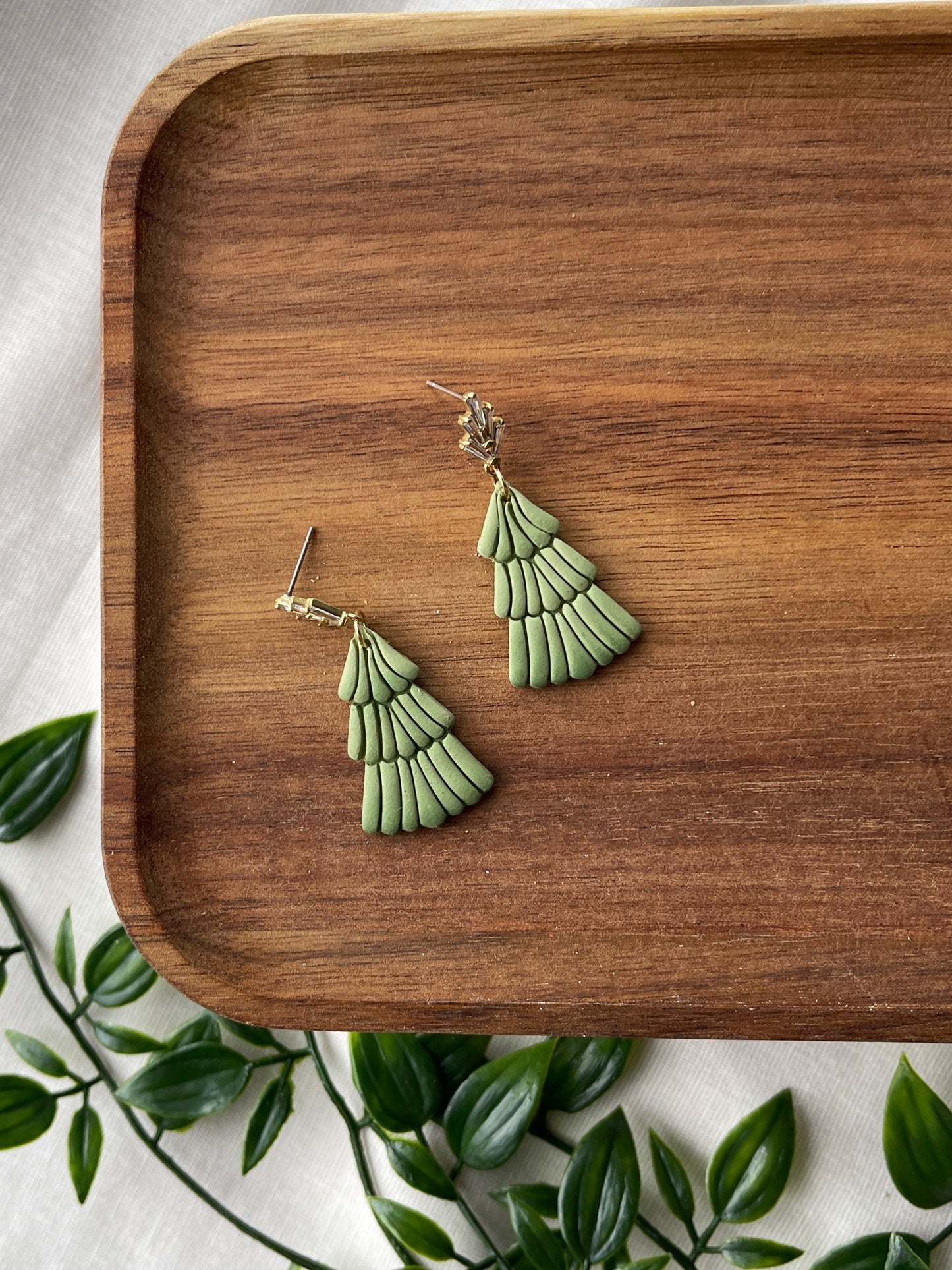 Ombré Christmas Tree Clay Earrings