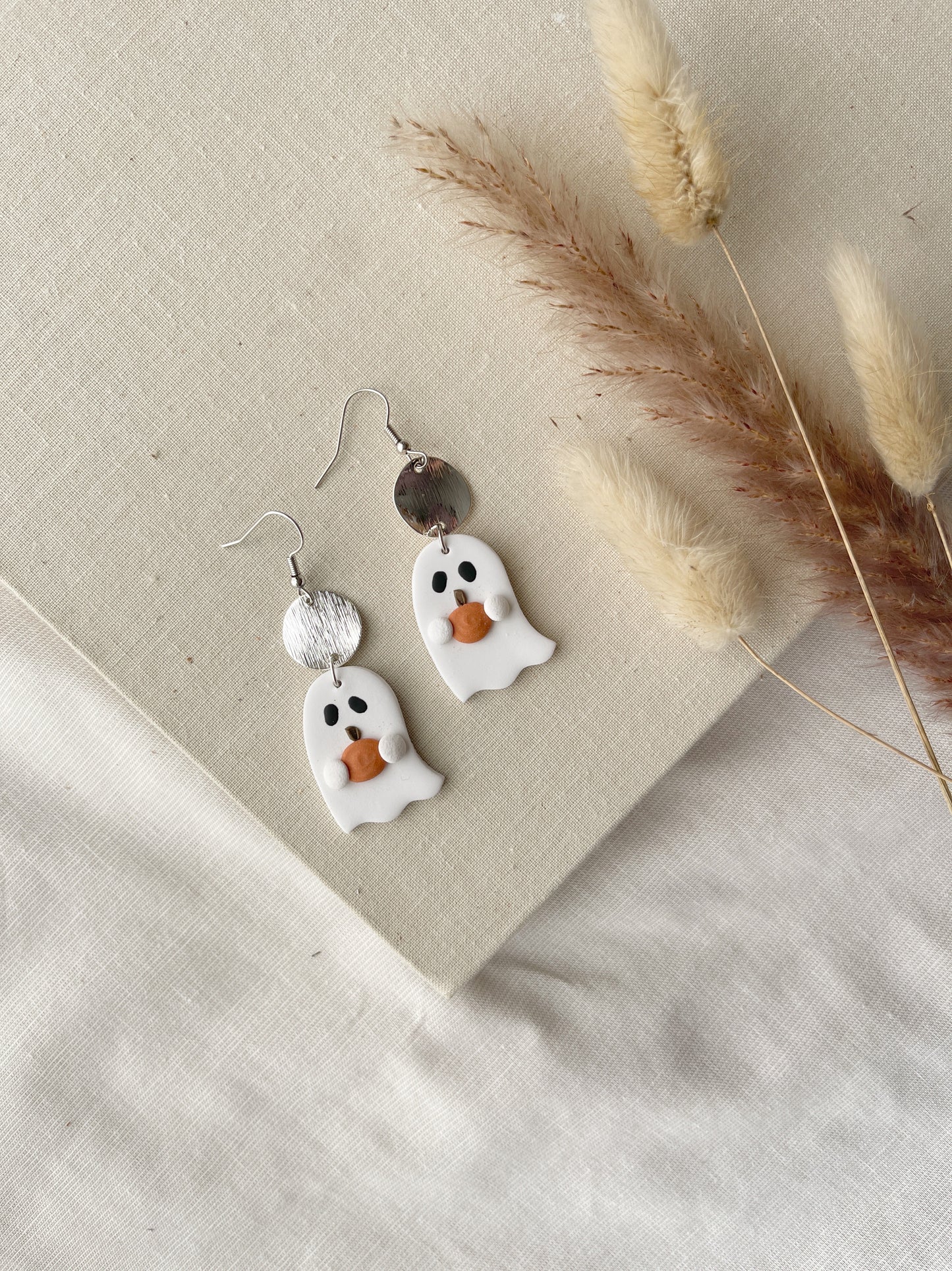 Boo Pumpkin Ghost Clay Earrings